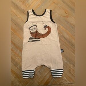 Rags to Raches Tan and Black Captain Bodysuit 6-12 month